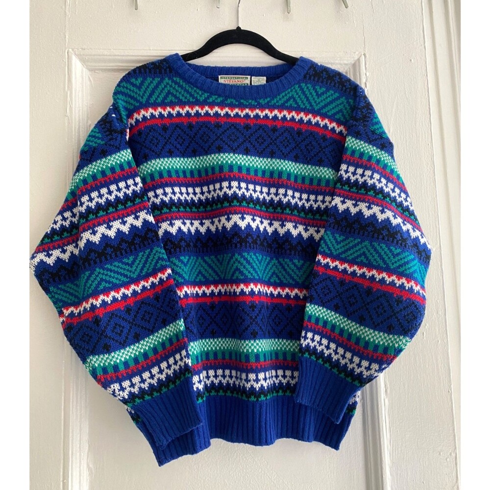 Vintage International Stefano Sportswear Sweater M Nordic Fair Isle 80s 90s